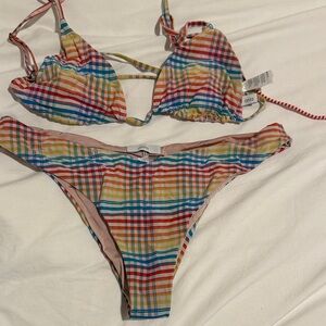 Onia Multicolor Plaid Bikini